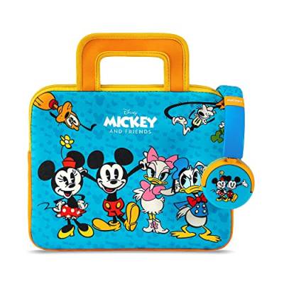 Pebble Gear Disney Mickey & Friends Kids Tragetasche & Kopfhörer, kindersicher mit Lautstärkebeschränkung, Kinder-Tasche passend für 10 Zoll Tablets, Spielzeug und Zubehör, Maße 20x 26,5X 2cm von Pebble Gear