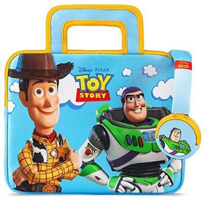 Pebble Gear Disney Toy Story Kids Tragetasche und Kopfhörer, kindersicher mit Lautstärkebeschränkung, Kinder-Tasche passend für 10 Zoll Tablets, Platz für Spielzeug & Zubehör, Maße 20x 26,5x 2cm von Pebble Gear