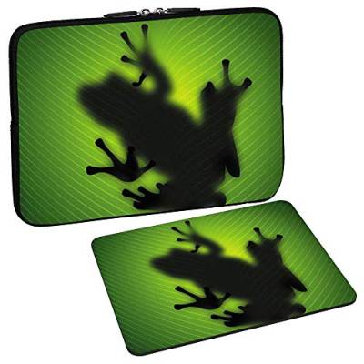 PEDEA Design Schutzhülle Notebook Tasche bis 13,3 Zoll (33,7cm) mit Design Mauspad, Green Frog von Pedea
