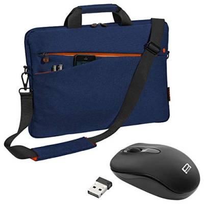 PEDEA Laptoptasche "Fashion" Notebook-Tasche bis 15,6 Zoll (39,6 cm) Umhängetasche mit Schultergurt inkl. Schnurloser Maus, Blau von Pedea