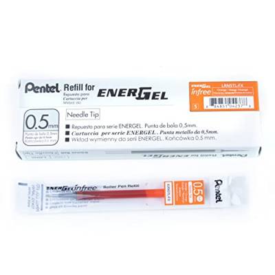 Pentel Energel Pure LRN5TL-fx Nachfüllmine, durchgefärbtes Gehäuse, Orange, 0, 25 mm Strichstärke, Nadelspitze, 1 VE = 12 Stück von Pentel