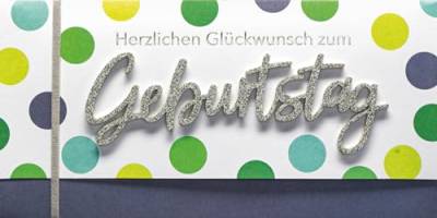 Geburtstagskarte Lettering Surprise - Herzlichen Glückwunsch, Punkte - 11 x 22 cm von Perleberg