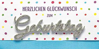 Geburtstagskarte Lettering Surprise - Herzlichen Glückwunsch, kl. Punkte - 11 x 22 cm von Perleberg