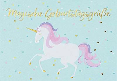 Geburtstagskarte Pastel - Einhorn - 11,6 x 16,6 cm von Perleberg