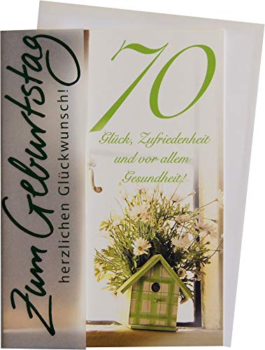 Perleberg Geburtstagskarte zum 70. Geburtstag Basic Classic - Vogelhaus - 11,6 x 16,6 cm von Perleberg