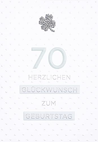 Perleberg Karte zum 70. Geburtstag - Diamond Collection - Karte zum Geburtstag mit Kleeblatt-Design - Geburtstagskarten mit passendem Umschlag - Glückwunschkarte in 11,6 x 16,6 cm von Perleberg