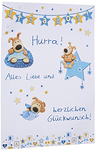 Perleberg Karte zur Geburt in 11,6 x 16,6 cm - Hochwertiges Geschenk zur Geburt für Jungen - Geburtstagskarte mit It's-A-Boy-Lettering - Geburtskarte mit Umschlag - Glückwunschkarte von Perleberg