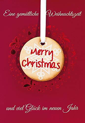 Perleberg rote Weihnachtskarte mit Umschlag in creme- hochwertige Weihnachtspostkarte mit liebevoll gestalteten Motiv - Karte Weihnachten für schöne Weihnachtsgrüße - Grußkarte von Perleberg