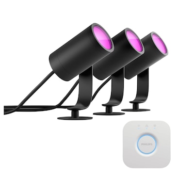 Philips Hue White & Color Ambiance Lily Spot Outdoor schwarz • 3er Pack + Bridge von Philips Hue