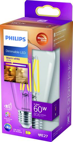 Philips Lighting 871951432391900 LED EEK D (A - G) E27 Spezialform 6W = 60W Warmweiß (Ø x L) 64mm von Philips Lighting