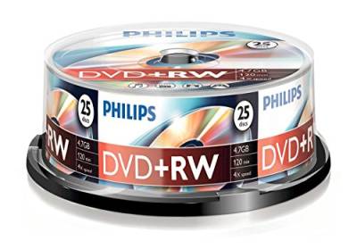 Philips DVD+RW Rohlinge (4.7 GB Data/ 120 Minuten Video, 1-4x Speed Aufnahme, 25er Spindel) von Philips