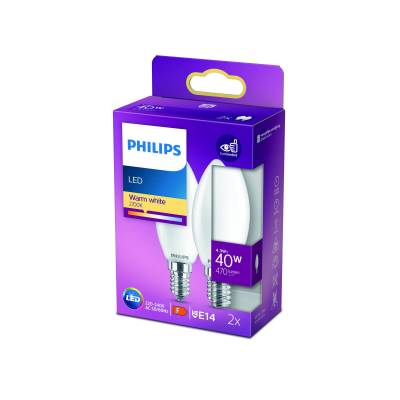 Philips LED-Kerze B35 E14 4,3W 2.700K opal 2er von Philips
