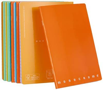 Pigna 10 Notizbücher, einfarbig gestreift, Var. 1R, farblich sortiert, A5 (15 x 21 cm) von Pigna