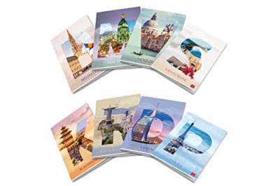 Pigna DREAM CITIES Maxi-Notizbücher A4 Lineatur 0B, Streifen der dritten Elementar, 10 Stück von Pigna