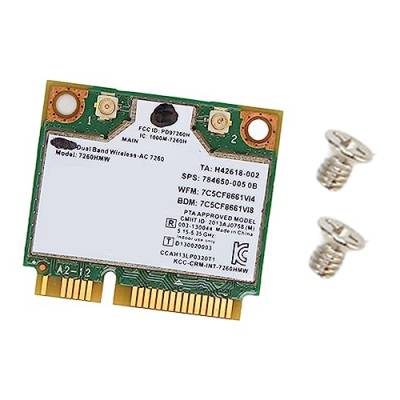 7260HMW WLAN-Karte, 867 Mbit/s 5 GHz und 300 Mbit/s 2,4 GHz BT4.0-Netzwerkadapter, Sicherer und Stabiler Kabelloser-PCIe-Netzwerkadapter für Desktop-AIO-Motherboard von Pissente