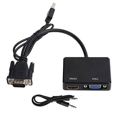 Pissente VGA-zu-VGA-High-Definition-Multimedia-Schnittstellen-Splitter-Konverter, VGA-Y-Splitter-Kabel, VGA-Y-Kabel, Dual-Adapterkabel, Unterstützt Dual-Display-Adapter (Black) von Pissente