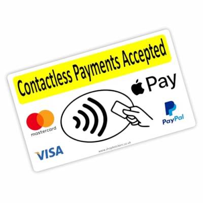 1 x Aufkleber kontaktlose Karte Zahlungen akzeptiert Schild Auto Taxi Cab Cash Machine Point Bank Shop Shop Credit Debit Visa Mastercard Notice Label 125 mm x 75 mm FC von Platinum Place