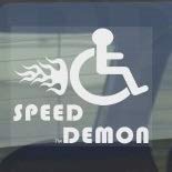Lustiger Witz-Behindertenaufkleber „Speed Demon“ Behindertenaufkleber für Auto, Van Mobilitäts-Zeichen Fenster Aufkleber für LKW, Fahrzeug, Selbstklebendes Vinyl Schild Behinderten-Logo. 100mm von Platinum Place