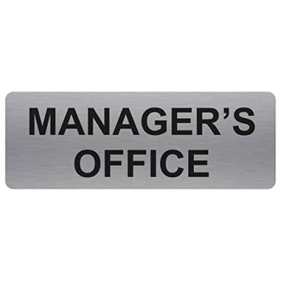 Managers Office Türschild aus Metall, gebürstetes Aluminium, 200 x 75 mm von Platinum Place