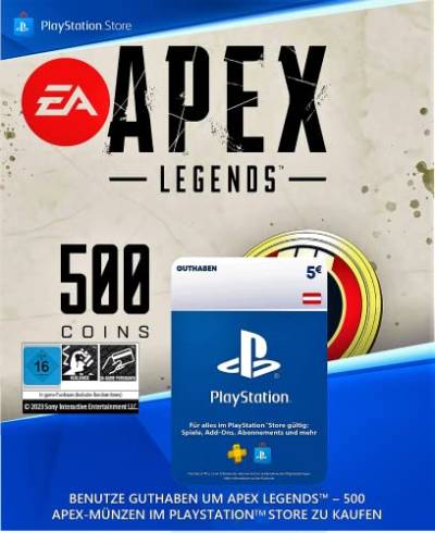5€ PlayStation Store Guthaben für Apex Legends - 500 Münzen | Österreichisches Konto [Code per Email] von Playstation
