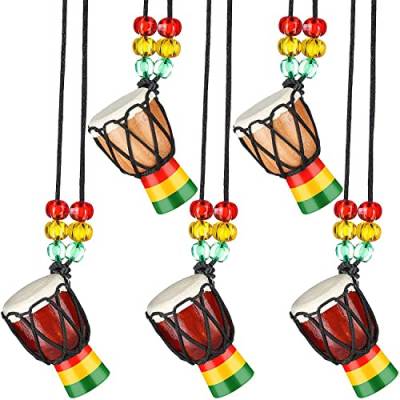 5 StüCke Instrumentenhalsketten Djembe Trommel Mini AnhäNger Afrikanische Trommel Holzhalskette Trommeln und Percussion von Pmandgk