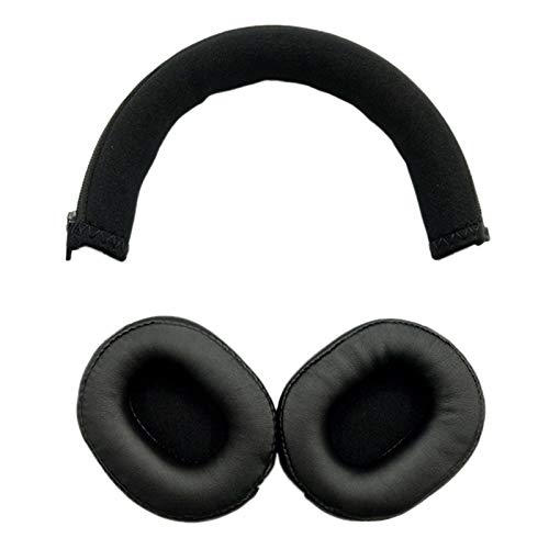 Pmandgk Kopfhörer Schwamm Leder Fall Ohrenschützer Beam Schutzhülle Beam Pad für Audio-Technica ATH-SR5 SR5BT Schwarz von Pmandgk
