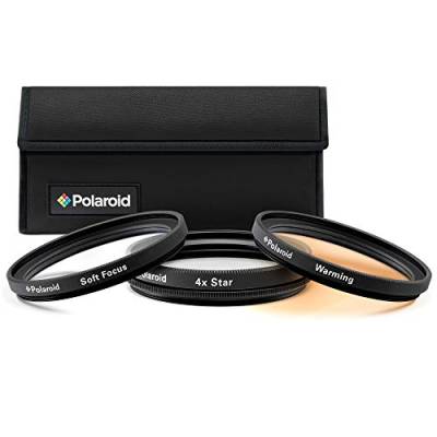 Polaroid Optics 55mm 3-Stück Spezialeffekt Kamera / Camcorder-Objektiv Filter Set (Soft Focus, Drehender 4-Punkt Star, Wärmefilter) von Polaroid