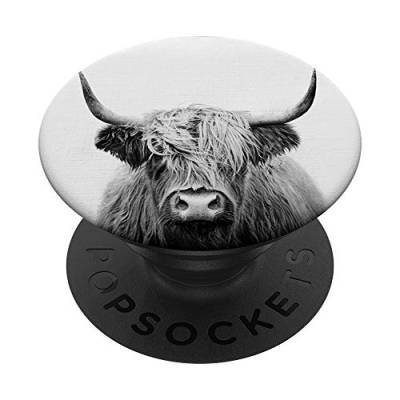 PopSockets Highland-Rinder Porträtkunst PopSockets PopGrip: Ausziehbarer Sockel und Griff für Handys/Tablets mit Tauschbarem Top von PopSockets