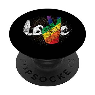 PopSockets Liebe Peace Zeichen LGBT Regenbogen Gay Pride PopSockets PopGrip: Ausziehbarer Sockel und Griff für Handys/Tablets mit Tauschbarem Top von PopSockets
