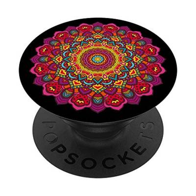 PopSockets Zen Mindful Meditation Mandala Neons PACJ0431 - PopSockets Ausziehbarer Sockel und Griff für Smartphones und Tablets von PopSockets
