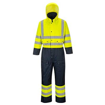 Portwest Warnschutz Kontrast Overall - gefüttert , Größe: 5XL, Farbe: Gelb/Marine, S485YNR5XL von Portwest