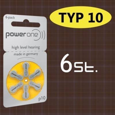6 Stück Batterie PowerOne Typ p 10 Hörgerätebatterien (für Hörgerät: Widex) von Power One
