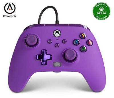 Verbesserter Kabelgebundener Controller von PowerA für Xbox Series X|S - Königs-Purpur, Gamepad, Kabelgebundener Videospiel-Controller, Gaming-Controller, Geeignet für Xbox One, Offiziell lizensiert von PowerA