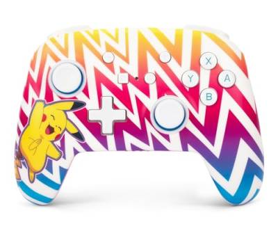 Verbesserter Kabelloser PowerA-Controller für Nintendo Switch - Lebhafter Pikachu, Nintendo Switch Lite, Gamepad, Spiele-Controller, Bluetooth-Controller, Aufladbar, Offiziell Lizenziert von PowerA