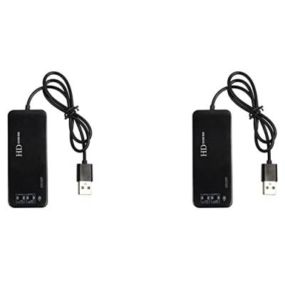 Prakti 2X 3 Anschluss USB 2.0 Hub Externer 7.1Ch Sound Karte Headset Mikrofon Adapter für PC Schwarz von Prakti