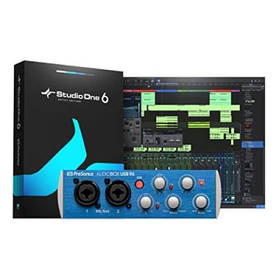 PreSonus AudioBox USB 96, 2-In/2-Out Audio-Interface mit Software-Bundle inklusive Studio One Artist, Ableton Live Lite DAW und mehr für Aufnahme, Streaming und Podcasting von PreSonus