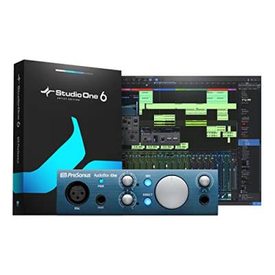 PreSonus AudioBox iOne, 2 Eingänge/2 Ausgänge, Audio Interface für PC/Mac/iPad mit Software-Bundle inklusive Studio One Artist, Ableton Live Lite DAW und mehr für Aufnahme, Streaming und Podcasting von PreSonus