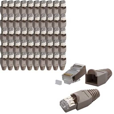 Premium X 50x Crimpstecker Netzwerkstecker RJ45 CAT5e CAT6 Adapter Kupplung für Verlegekabel Innenleiter Stecker von Premium X