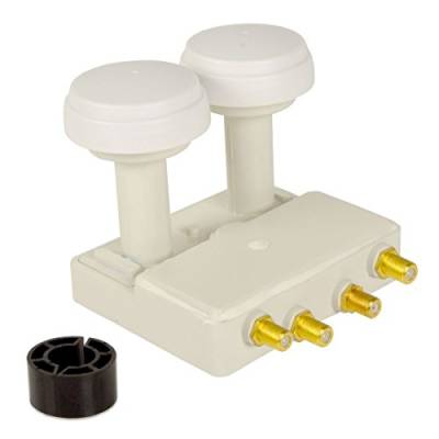 Premium X Monoblock Quad PXMB-6QW SAT LNB Weiß 0,1dB 2 Satelliten Astra 19,2° Hotbird 13° bis 4 Teilnehmer von Premium X