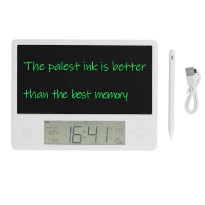 Prevessel Elektronischer Uhr-Kalender mit Notizblock, LCD-Handschrift, digitaler Datumsanzeige, Schreibblock für Zuhause und Büro von Prevessel