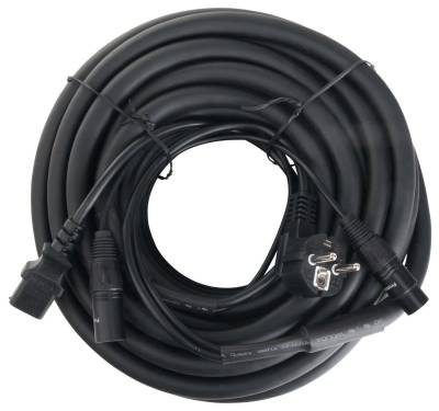 Pronomic EUIECX Hybridkabel Schukostecker auf Kaltgerätebuchse Audio-Kabel, XLR 3-polig, IEC/Kaltgeräte (1500 cm), Kombi-Kabel für Stromversorgung und Signal von Pronomic