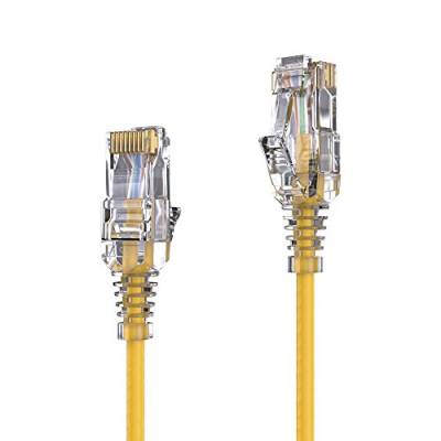 PureLink MC1503-0025 CAT6 Netzwerkkabel UTP (10/100/1000 Mbit/s), extra dünn mit 2X RJ45 Stecker, Patchkabel für Switch, Modem, Router, Patchpanels, Patchfelder, 1-er Set, 0,25m, gelb von PureLink