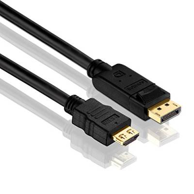 PureLink PI5100-015 DisplayPort auf HDMI Adapterkabel (2K FullHD (1080p), Ethernet), DisplayPort Stecker (20pin) auf HDMI-A Stecker (19pin), Zertifiziert, 1,50m, schwarz von PureLink