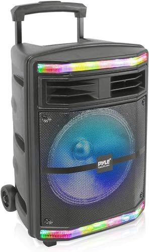 Pyle Partybox - Bluetooth Lautsprecher Groß, PA Anlage, Musikbox, Karaoke Box, 600W, 10" Subwoofer, Tragbare Musikboxen mit wiederaufladbaren Akku, Bluetooth Box mit Party Lichtern, MP3/USB SD-Leser von Pyle