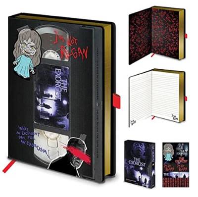 The Exorcist Journal Notizbuch A5 (Retro VHS Kassettenband-Design) Exorzist Notizbuch in passender Geschenkbox 240 linierte Seiten The Exorcist Book - Offizielles Exorzist Merchandise von Pyramid International