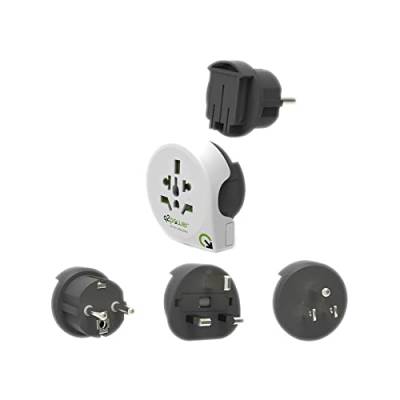 Q2 Power | QPLUX World 3in1 | World to EU, UK, USA | Universal-Reiseadapter mit Erdungsstecker | Kid Safe Stoßschutz | Spannung und Leistung 100V-1600W / 250V-4000W von Q2 Power