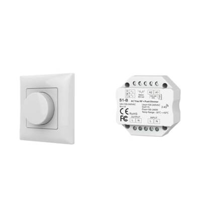 2,4 G AC Triac LED-Dimm-Controller, 110 V, 220 V, 230 V, Knopfschalter, kabellos, 1/4 Zonen-RF-Fernbedienung, monochrome Beleuchtung (Color : S1 B and PK1) von QRNHPJLJK