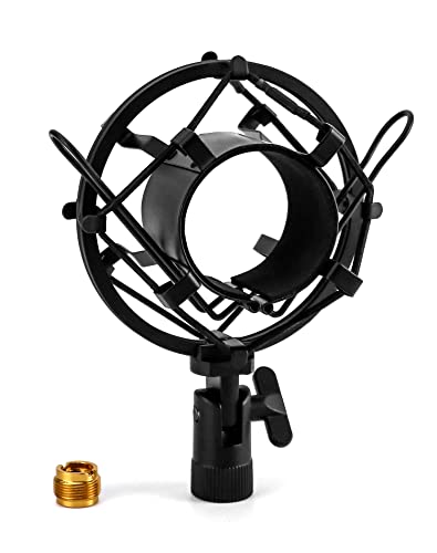 QWORK® Metall Mikrofonspinne, Mikrofonständer Shock Mount Reduziert Vibrations für Mikrofon mit 45 mm bis 50 mm Durchmesser (Schwarz) von QWORK
