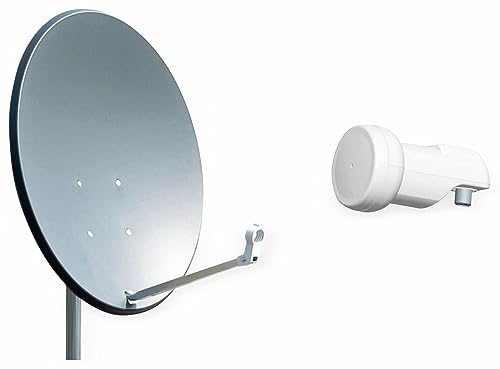 OPTICUM QA60 Satellitenschüssel 60 cm anthrazit mit Single LNB LSP 02G - 4K HD & 3D fähig - Witterungsbeständige Sat-Antenne aus Stahl inkl. 2 Mastschellen - Sat Anlage für 1 Teilnehmer von RED OPTICUM
