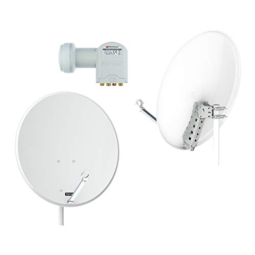 Opticum X80 Satellitenschüssel Antenne 80 cm mit Quad LNB LQP-04H stahl lichtgrau (TÜV zertifiziert) von RED OPTICUM